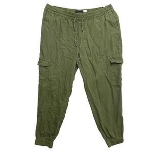 Banana Republic Cargo Jogger Pants Size M Womens Olive Green Linen Blend